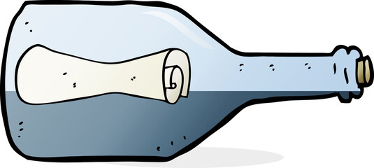 message in a bottle cartoon