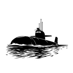 Nuclear Submarine Design Logo Monochrome Design Style