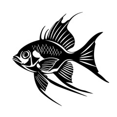 ocean Fish Logo Monochrome Design Style
