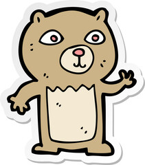 sticker of a cartoon waving teddy bear