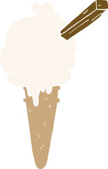 cartoon ice cream and speech bubble in retro style