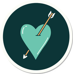 tattoo style sticker of an arrow and heart