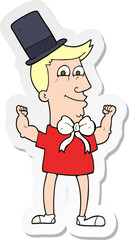 sticker of a cartoon celebrating man