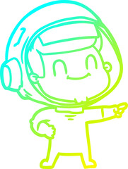 cold gradient line drawing happy cartoon astronaut man