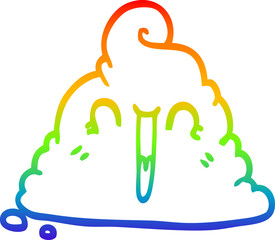 rainbow gradient line drawing cartoon poop