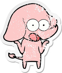 distressed sticker of a cute cartoon elephant