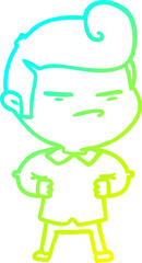 cold gradient line drawing cartoon cool guy with fashion hair cut