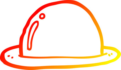 warm gradient line drawing cartoon bowler hat