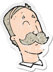 retro distressed sticker of a cartoon ageing man with mustache