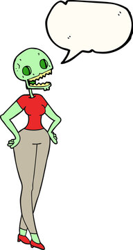 speech bubble cartoon zombie woman