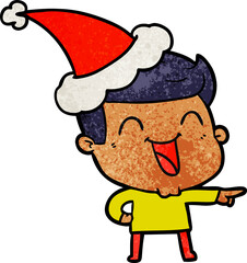 textured cartoon of a man laughing wearing santa hat