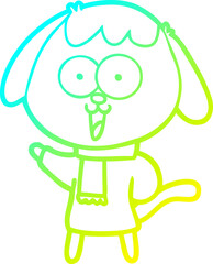 cold gradient line drawing cute cartoon dog