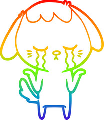 rainbow gradient line drawing cartoon crying dog