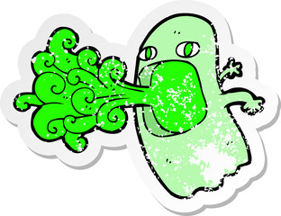 retro distressed sticker of a funny cartoon ghost