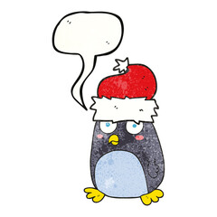 speech bubble textured cartoon penguin