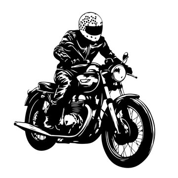 Vintage motorcycle rider Logo Monochrome Design Style