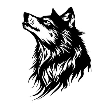 wolf howl Logo Monochrome Design Style