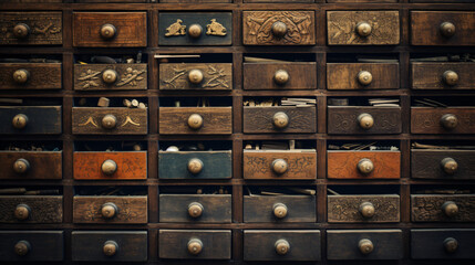 Old Wooden Textured Drawers Background in Chinese.