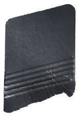 Piece of black cardboard with torn edges on isolated background