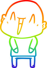 rainbow gradient line drawing happy cartoon bald man
