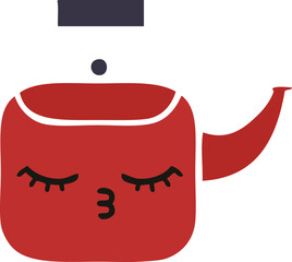 flat color retro cartoon kettle