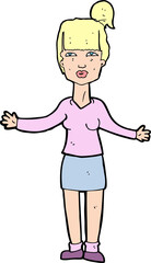 cartoon woman shrugging shoulders
