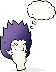 cartoon vampire face with thought bubble