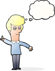 cartoon man narrowing eyes with thought bubble