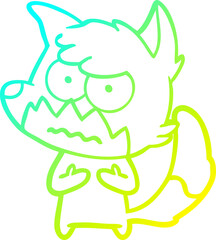 cold gradient line drawing cartoon annoyed fox