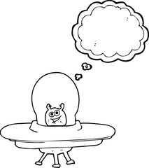 thought bubble cartoon spaceship