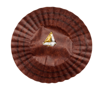 Paper round candy wrapper on isolated background