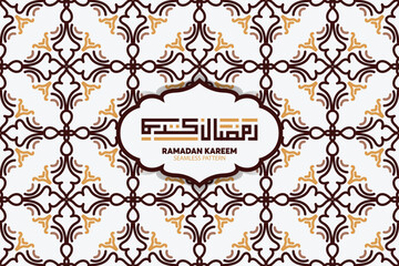 Ramadan Kareem seamless pattern background. Islamic greeting card template with ramadan for wallpaper design. Poster, media banner.