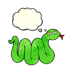 funny cartoon snake with thought bubble