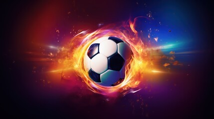 Fototapeta premium football ball with sport background design for banner with copy space