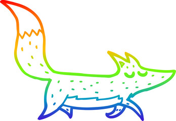 rainbow gradient line drawing cartoon wolf
