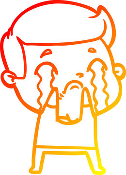 recommend clip art: warm gradient line drawing cartoon man crying