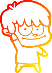 warm gradient line drawing happy cartoon man