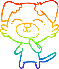 rainbow gradient line drawing cartoon dog thinking