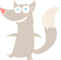 flat color illustration of a cartoon little wolf