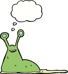 cartoon slug with thought bubble
