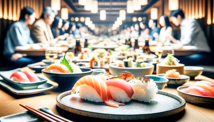 Social Dining: A Sushi Feast Among Friends