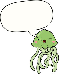 cute cartoon jellyfish and speech bubble