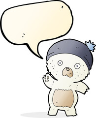 cute cartoon polar bear with speech bubble