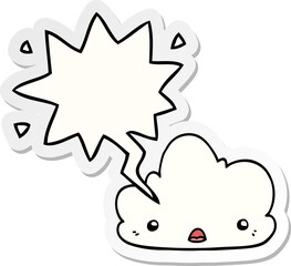 cute cartoon cloud and speech bubble sticker