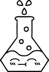line drawing cartoon science beaker