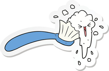 sticker of a cartoon toothbrush and toothpaste