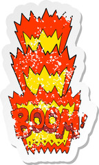 retro distressed sticker of a cartoon boom symbol