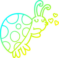 cold gradient line drawing cartoon ladybug