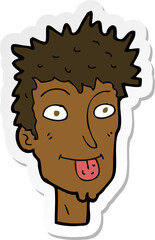 sticker of a cartoon man sticking out tongue