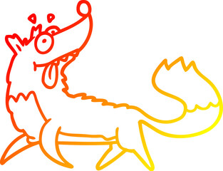 warm gradient line drawing cartoon hungry wolf